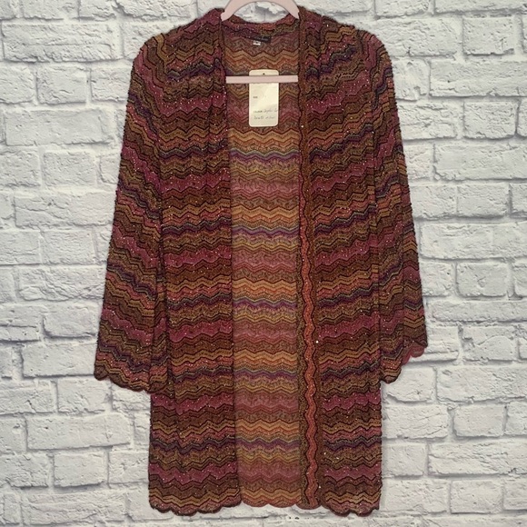 Marina Multicolored Zig Zag Fully Beaded Duster NWT - Picture 4 of 16